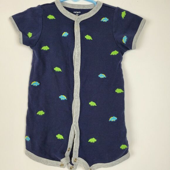 Carter's Baby Boy Snap-Up‎ Romper Sunsuit Dinosaur Print 12 Months - Picture 1 of 5